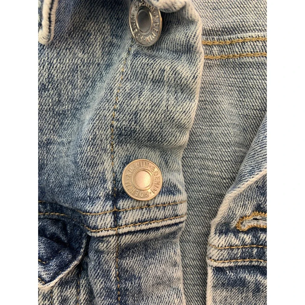 Denim Jacket Girls Size 10 Light Wash Excellent Acid Wash Button Up